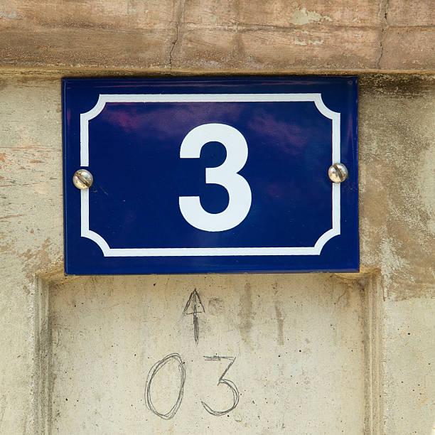istock Blue Sign Number Three, Pencil Numeral 3 182787988