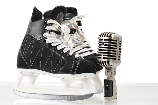 Ice Skate and generic microphone on ice.