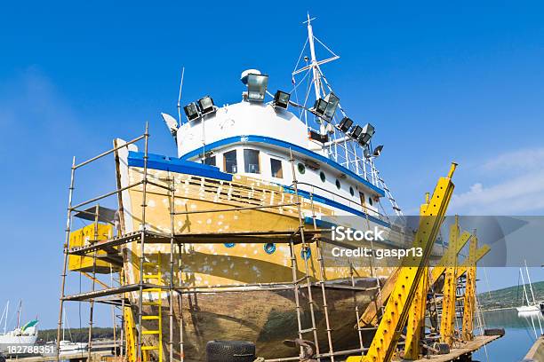 In A Dry Dock Stock Photo - Download Image Now - Abandoned, Barge, Below