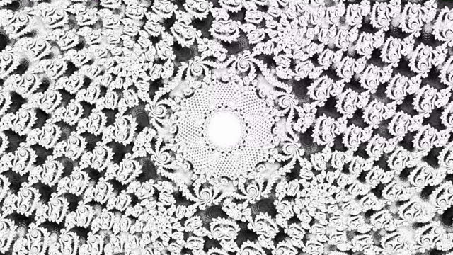 Lace fabric texture fractal white design. Loop able background animation