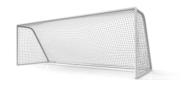 A soccer net on a white background stock photo