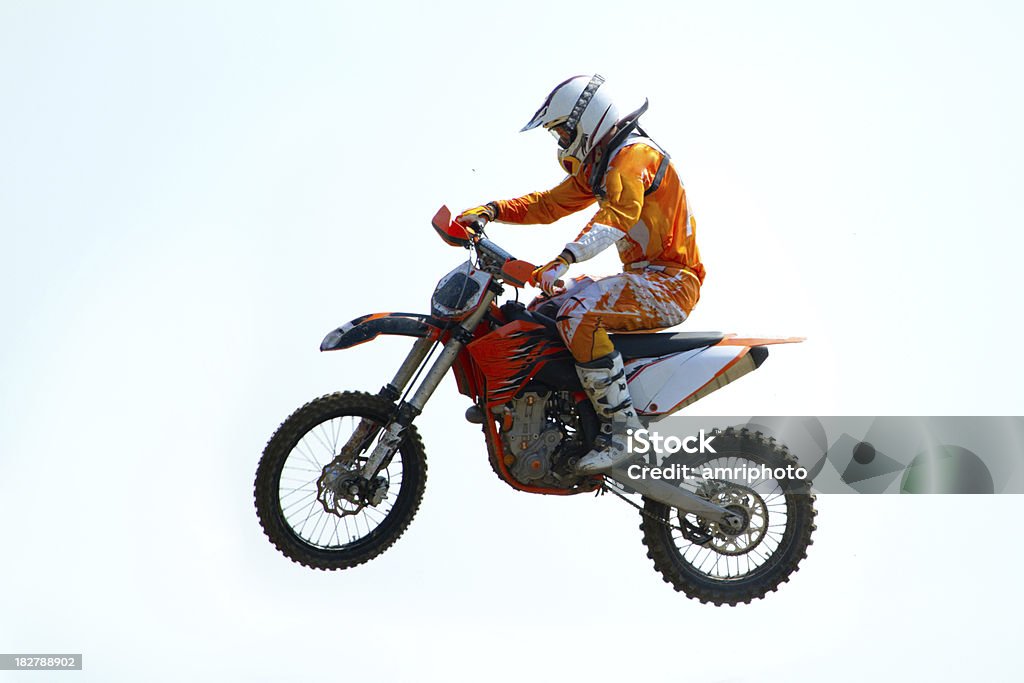 motocross Motocyklista w powietrzu - Zbiór zdjęć royalty-free (Motocross)