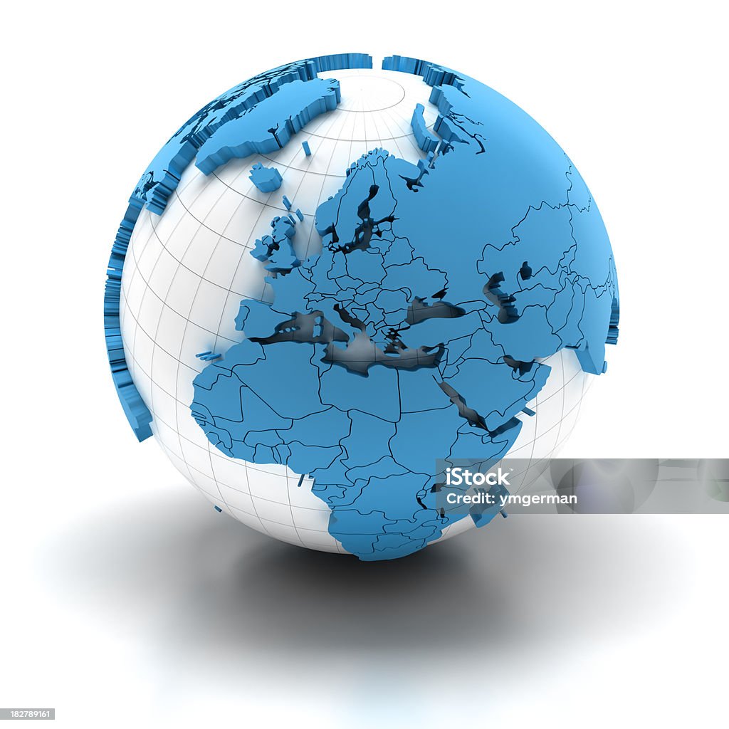 Mundo da Europa, com fronteiras nacionais, duas pistas de recorte fornecido - Foto de stock de Mapa-múndi royalty-free