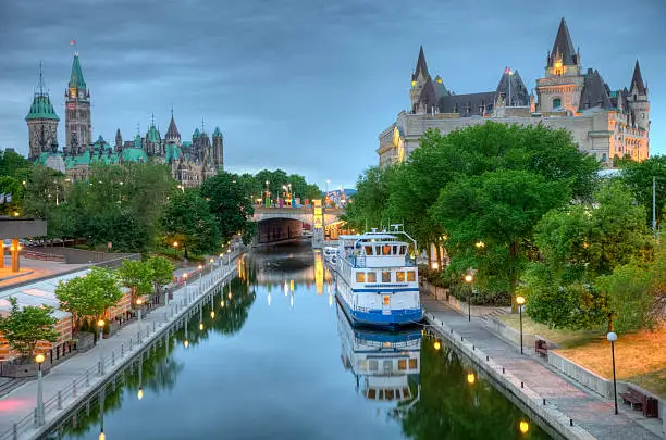 Photo of Parliament Hill  on the Rideau Canal