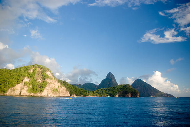istock scenic soufriere vista from the ocean with Pitons 182789912