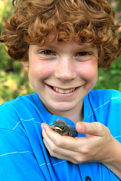 istock Happy Child Holding Baby Bird 182790002
