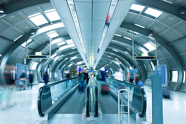 istock Modern Airport Corridor with Moving Walkways 182790051