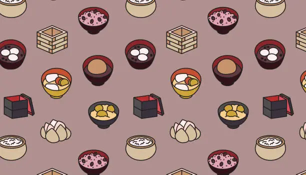 Vector illustration of Seamless pattern of traditional Japanese food.