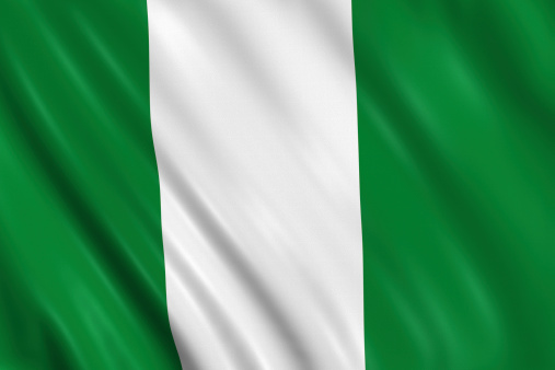 Flag of nigeria waving with highly detailed textile texture pattern