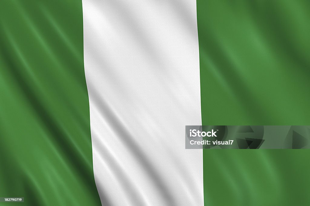 nigerian flag Flag of nigeria waving with highly detailed textile texture pattern Nigerian Flag Stock Photo