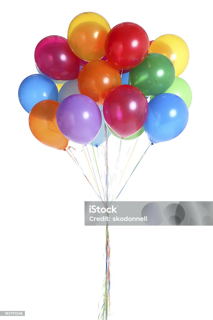 Bunch of Balloons Isolated on White This is a photo of a bunch of colorful helium balloons isolated on a white background.Click on the links below to view lightboxes. Balloon Stock Photo