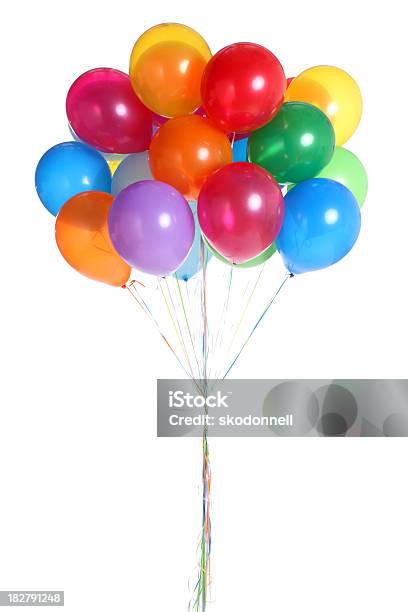 Bunch Of Balloons Isolated On White Stock Photo - Download Image Now - Balloon, Bunch, White Background
