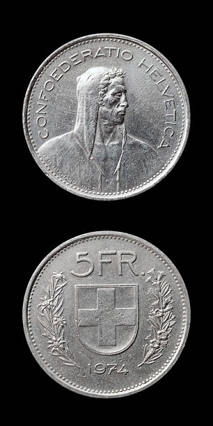 Swiss Coin Five Swiss Francs from 1974 swiss coin stock pictures, royalty-free photos & images