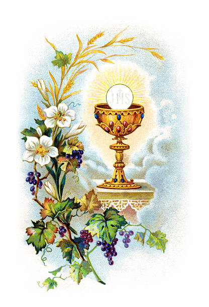 ilustrações, clipart, desenhos animados e ícones de comunhão ilustração litograph - communion