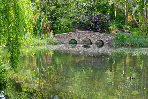 istock Water Garden and Stone Arch Bridge 182791937