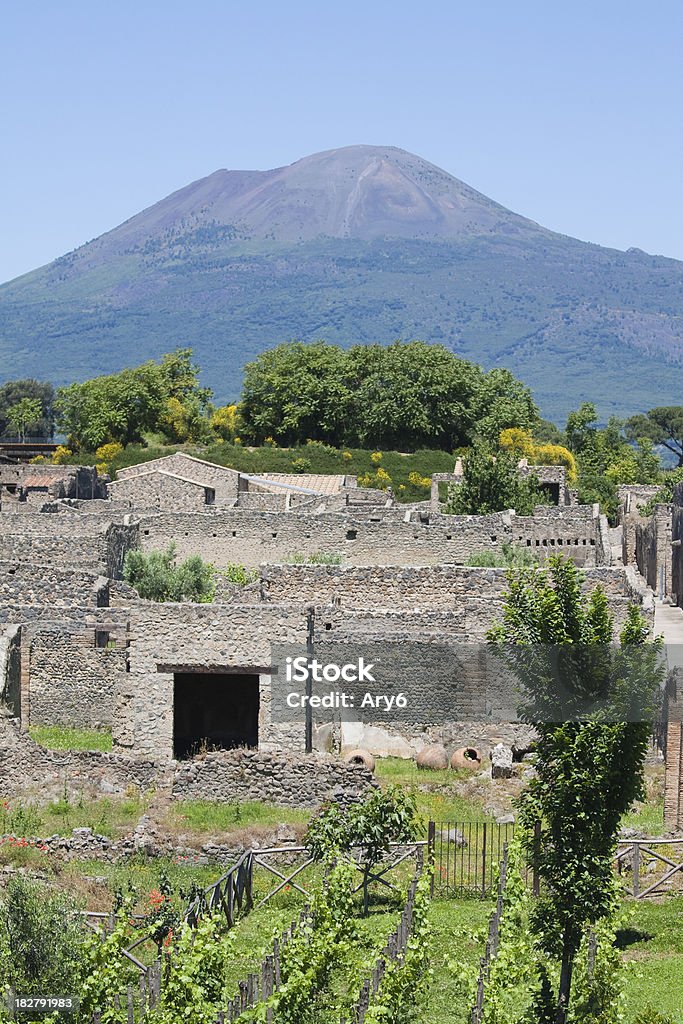 Pompei con Vesuvio - Foto stock royalty-free di Ambientazione esterna
