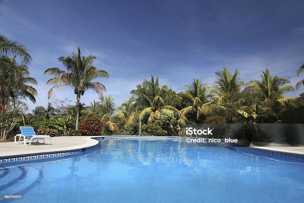Tropikalny kurort odkryty basen - Zbiór zdjęć royalty-free (Basen)