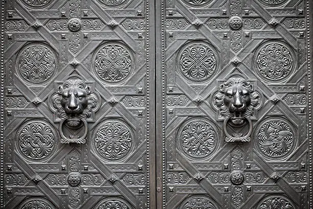 Door knockers of a medieval church in Switzerland.