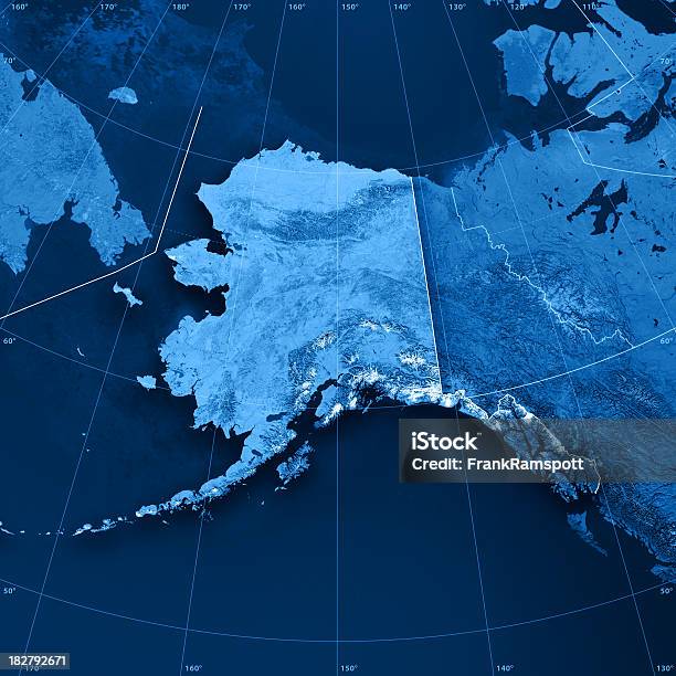 Foto de Alasca Topographic Mapa e mais fotos de stock de Mapa - Mapa, Alasca - Estado dos EUA, Mar de Bering