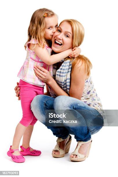 Mother With Daughter Isolated On White Stock Photo - Download Image Now - Daughter, Mother, White Background