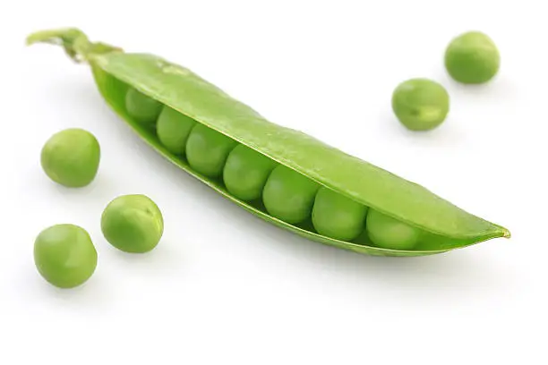 Fresh green pea isolated on white background