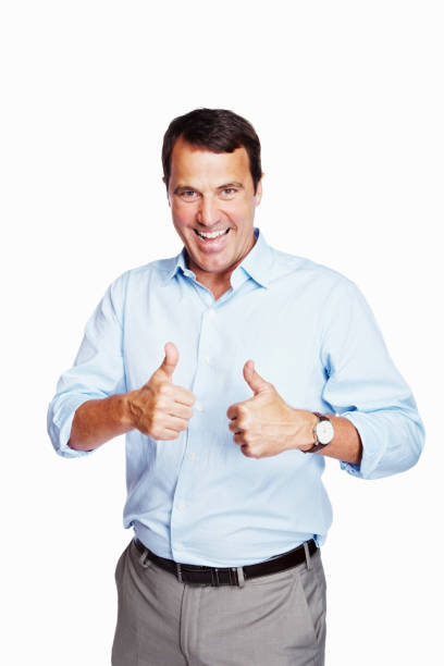 istock Excited business man gesturing a thumbs up sign 182793961