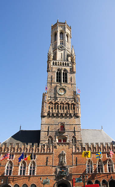 belfried tower w miasta brugia, belgia - belfried zdjęcia i obrazy z banku zdjęć