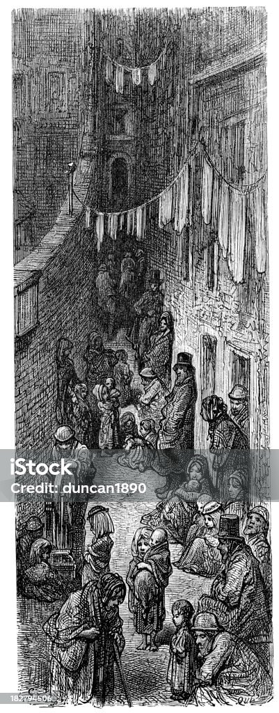 Victorian London-Orange Court Drury Lane - Illustration de Bidonville libre de droits