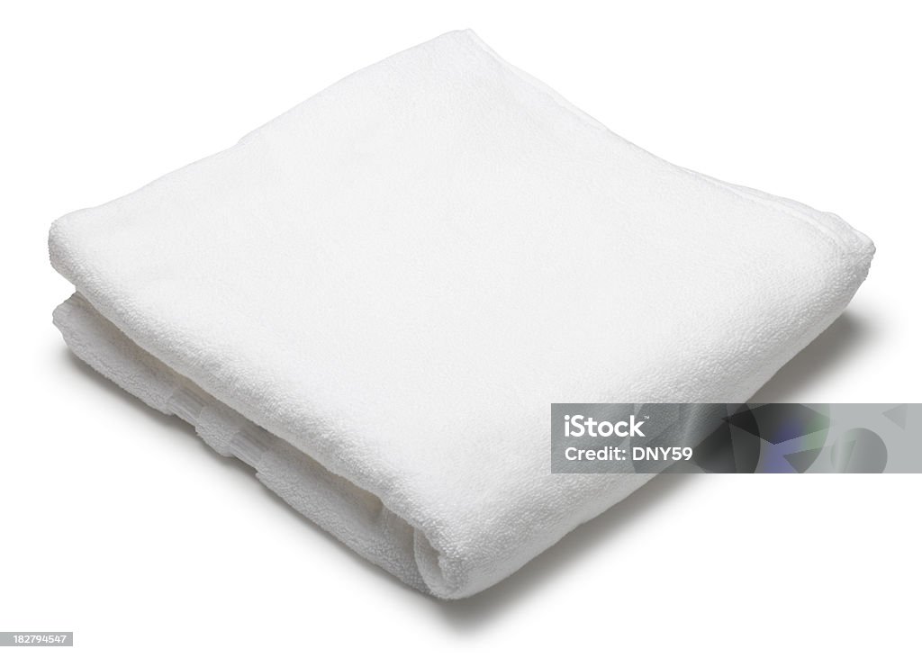 折り返しホワイトのテリー織りのタオルを白背景 - タオルのロイヤリティフリーストックフォト