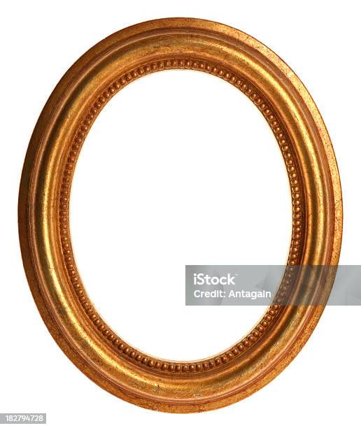 Gold Picture Frame Stock Photo - Download Image Now - Picture Frame, Ellipse, Circle