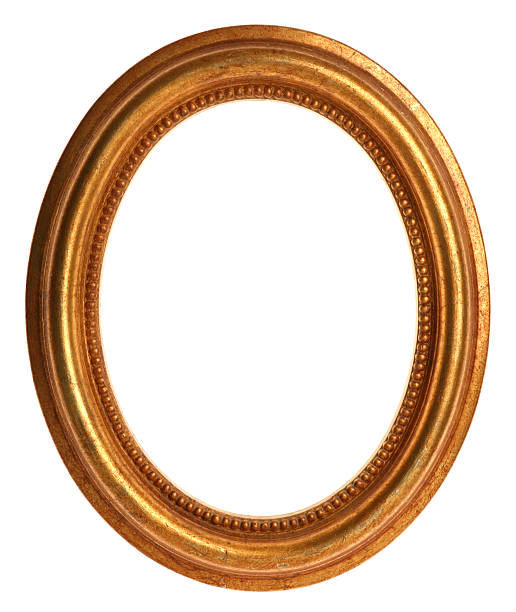 ouro moldura de quadro - oval shape fotos imagens e fotografias de stock