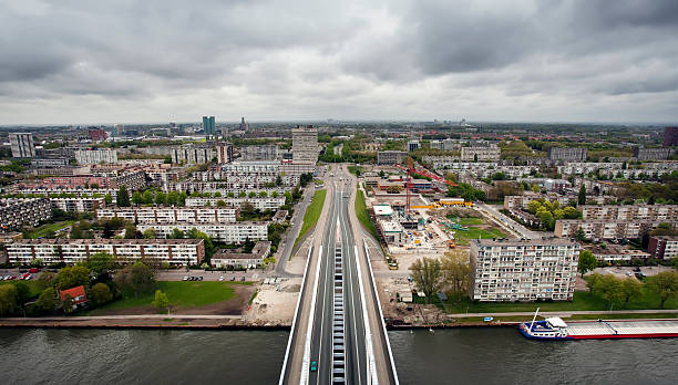 panoramablick von kanaleneiland, utrecht, den niederlanden (xl - upperdeck view fotos stock-fotos und bilder