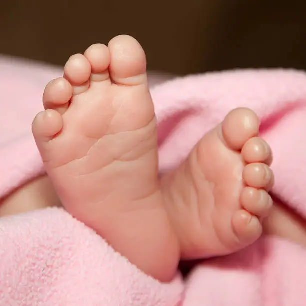 Photo of close-up of newborn baby feet