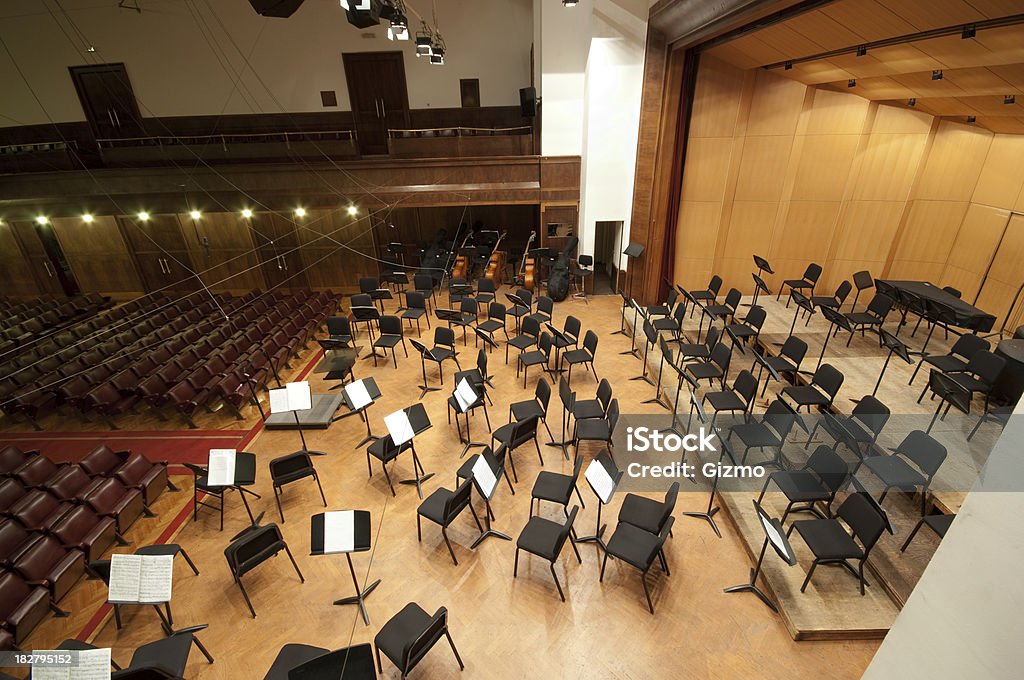 Orchester auf der Bühne - Lizenzfrei Ansicht aus erhöhter Perspektive Stock-Foto