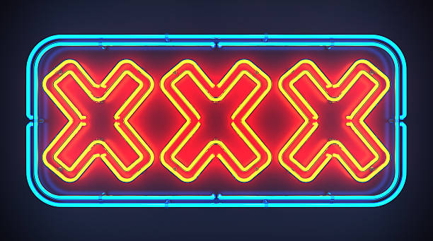 XXX Neon Sign 3d Illustration. XXX neon sign. sleaze stock pictures, royalty-free photos & images