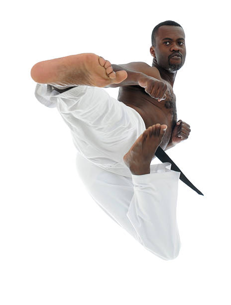 crusing - kicking tae kwon do martial arts flying foto e immagini stock