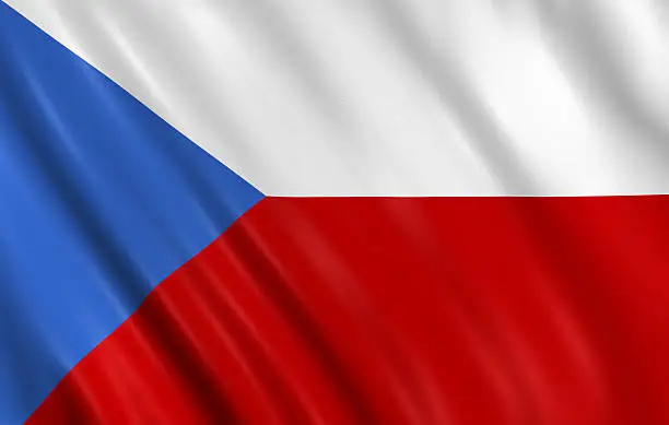 Flag of czech waving with highly detailed textile texture pattern