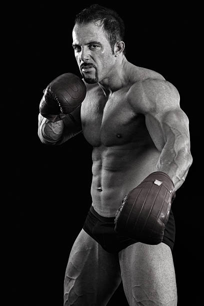 istock Powerful fighter portrait-black&white 182797177