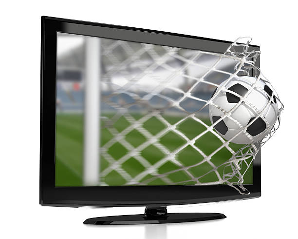tv 3d - soccer goal net winning - fotografias e filmes do acervo