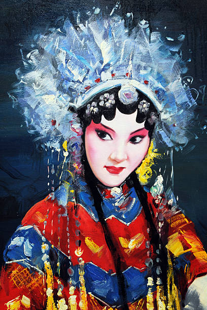 Portrait of Beijing Opera Actress- XLarge "Beijing Opera Actress, Portraits of Bride" chinese opera makeup stock pictures, royalty-free photos & images