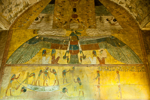 Egyptian wall Paintings in tomb.