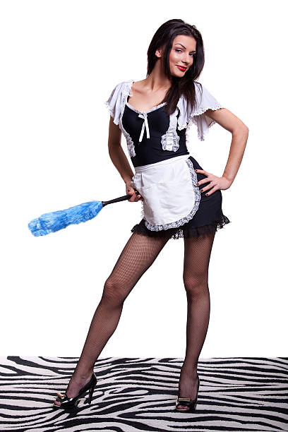 piękne francuskiej dziewczyna - maid french maid outfit sensuality duster zdjęcia i obrazy z banku zdjęć