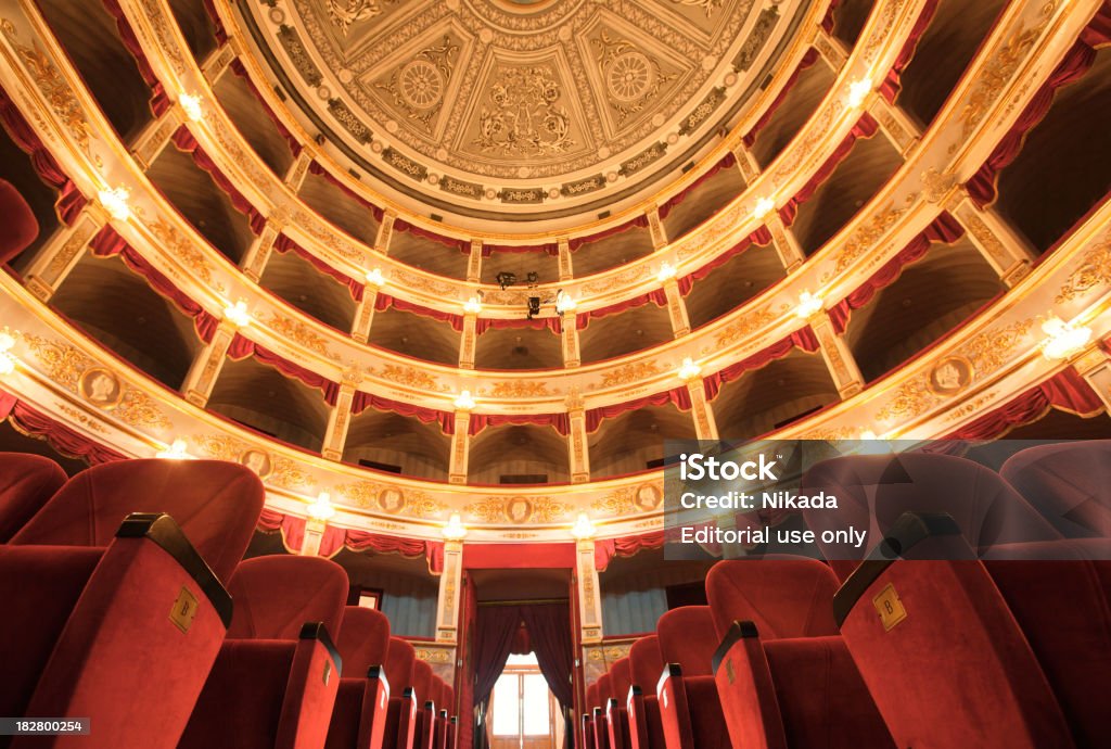 beautiful old  theatre "empty red theater seatinglarge empty classical theatre in baroque styleold fashioned beautiful theatre in Italy, Europe" Opera Stock Photo