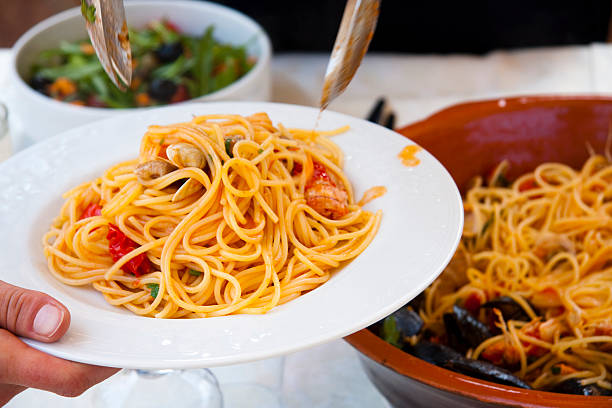 Spaghetti with Scoglio stock photo