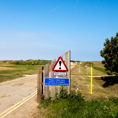 Golf course warning signs on a track to a beach on the North Norfolk coast.Some signs from my portfolio: