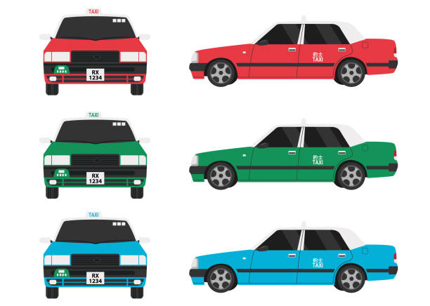 illustrazioni stock, clip art, cartoni animati e icone di tendenza di hong kong trasporto pubblico taxi auto - taxi