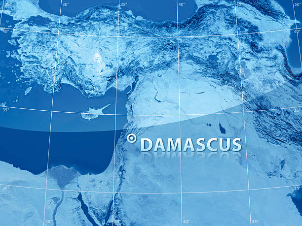 world city damaskus - syria map cartography damascus stock-fotos und bilder