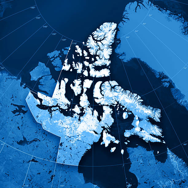 nunavut mappa topografica - ellesmere island foto e immagini stock