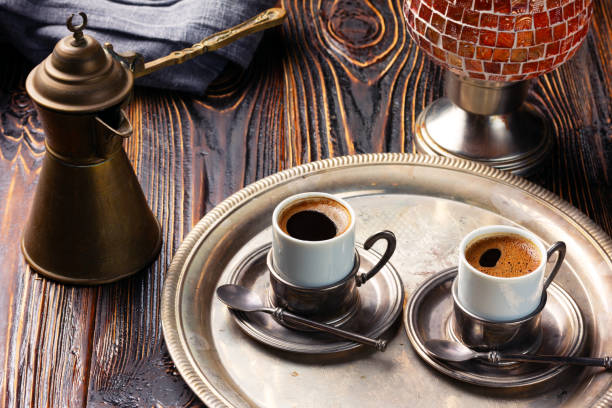istock still life with a middle eastern coffee set, on wooden table 1828019868