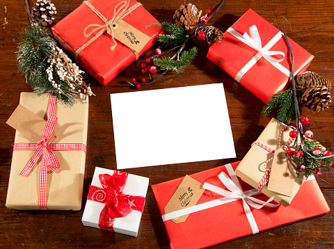 Christmas card and packages